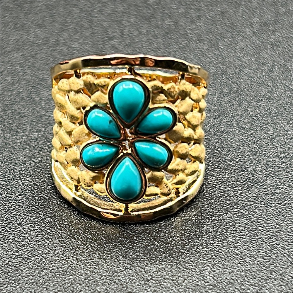 #19 Vintage Sleeping Beauty Turquoise Saddle ring, SZ 7.5